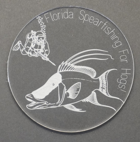 Florida Spearfishing Coaster | Hogfish Diver Gift, Clear Acrylic (5" Diameter)